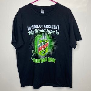 Men’s 2XL Mountain Dew Incase of Emergencies My Blood Type is Mountain Dew shirt